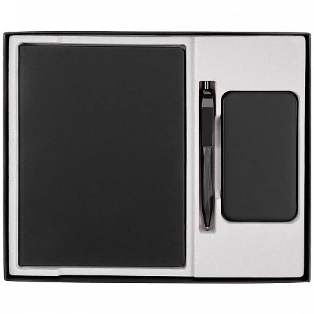 Коробка Overlap под ежедневник, аккумулятор и ручку, ver. 2, черная