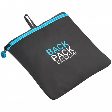 Складной рюкзак Compact Neon, черный с голубым